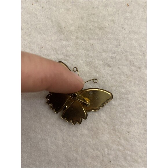 Vintage Sparkle Enamel Butterfly Pin Brooch Unsigned Glitter Novelty Cute Spring - Picture 3 of 6